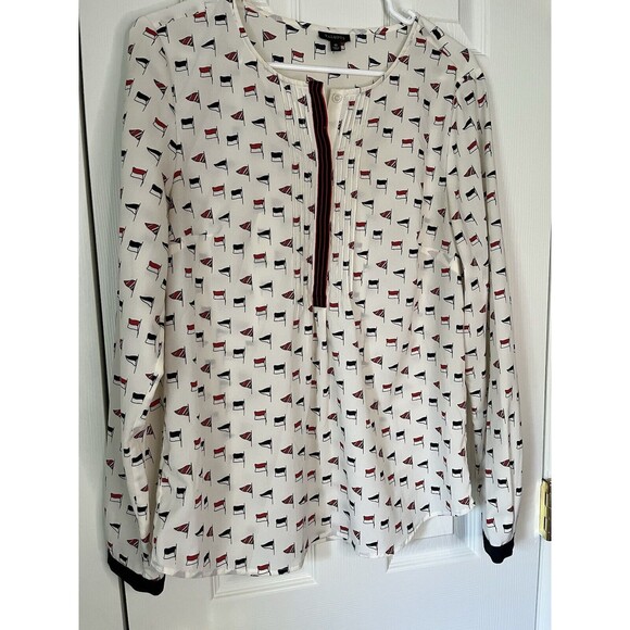 Talbots Button Up Blouse With Flags Women 10 - Picture 3 of 7